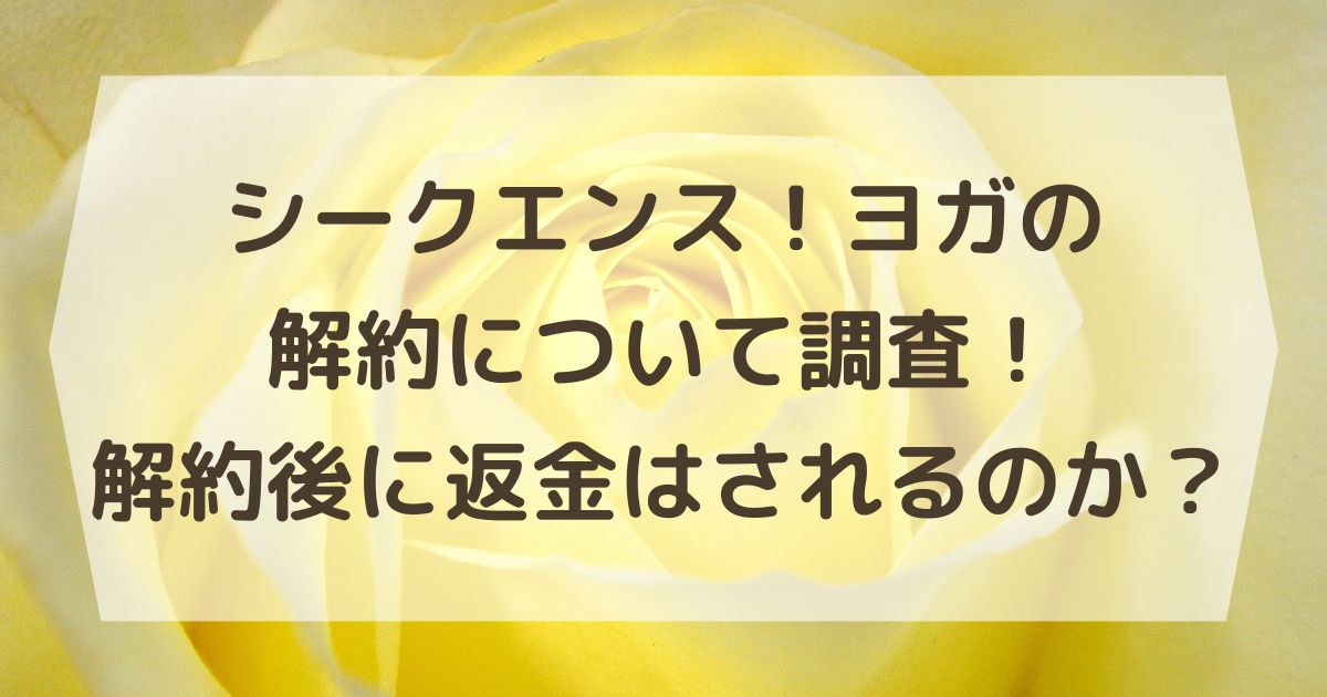 シークエンス！ヨガの解約について調査！解約後に返金はされるのか？